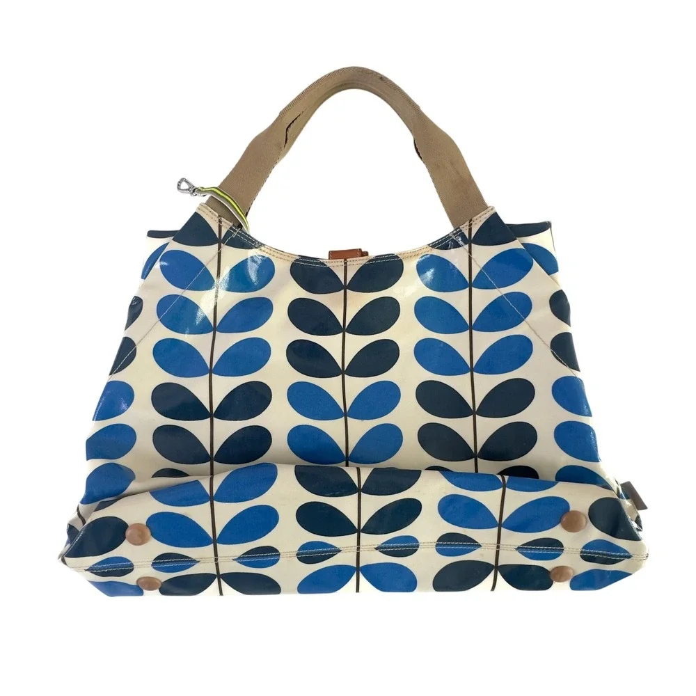 Orla Kiely Stem Print Tote Bag Blue Laminated Cotton Large - Picture 2 of 9